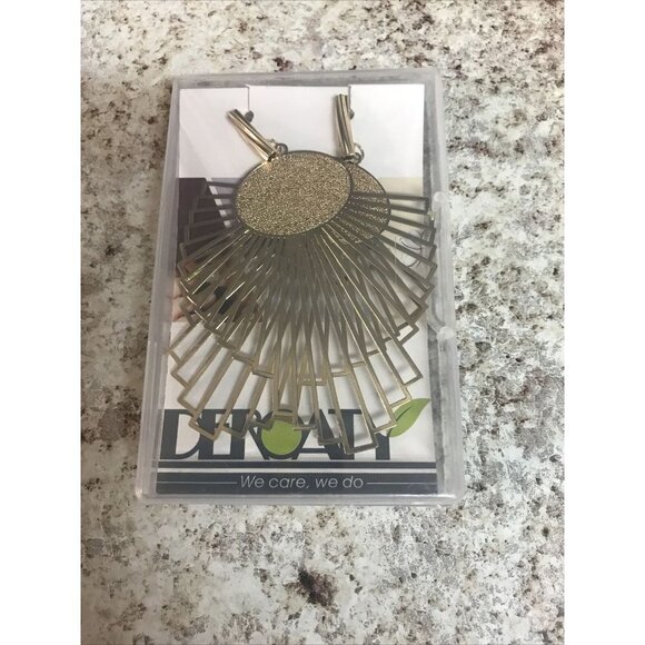 Deroaty Art Deco Statement Drop Dangle Earrings Gold Tone w/Hard Case - Picture 7 of 7